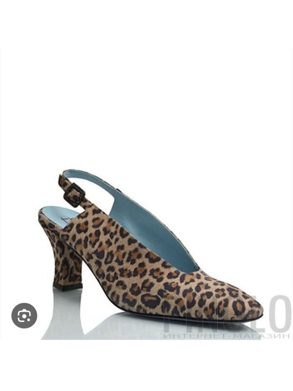 THIERRY RABOTIN | leopard print suede slingback kitten heels sz 39.5